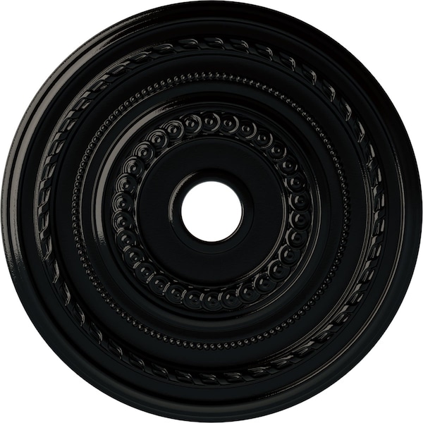 Ekena Millwork Cole Ceiling Medallion (Fits Canopies up to 9 1/8"), 25 3/8"OD x 3 3/8"ID x 1 3/8"P, Black Pearl CM25COBPS - main